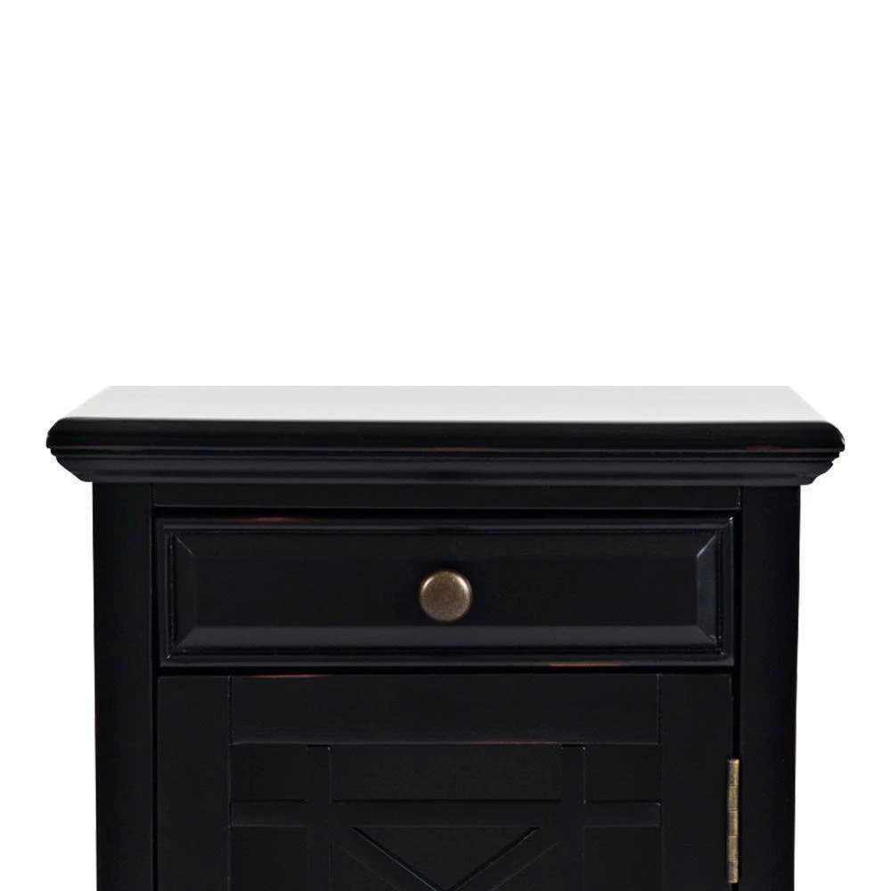 Antique Black Wooden Chair Side Table With Hidden Power Charger by Benjara 5 Antique Black Wooden Chair Side Table With Hidden Power Charger by Benjara - Image 5