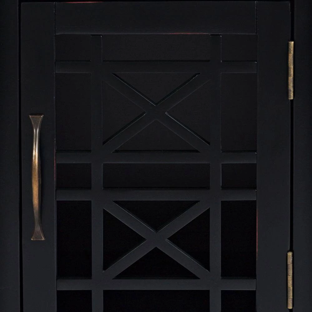 Antique Black Wooden Chair Side Table With Hidden Power Charger by Benjara 6 Antique Black Wooden Chair Side Table With Hidden Power Charger by Benjara - Image 6