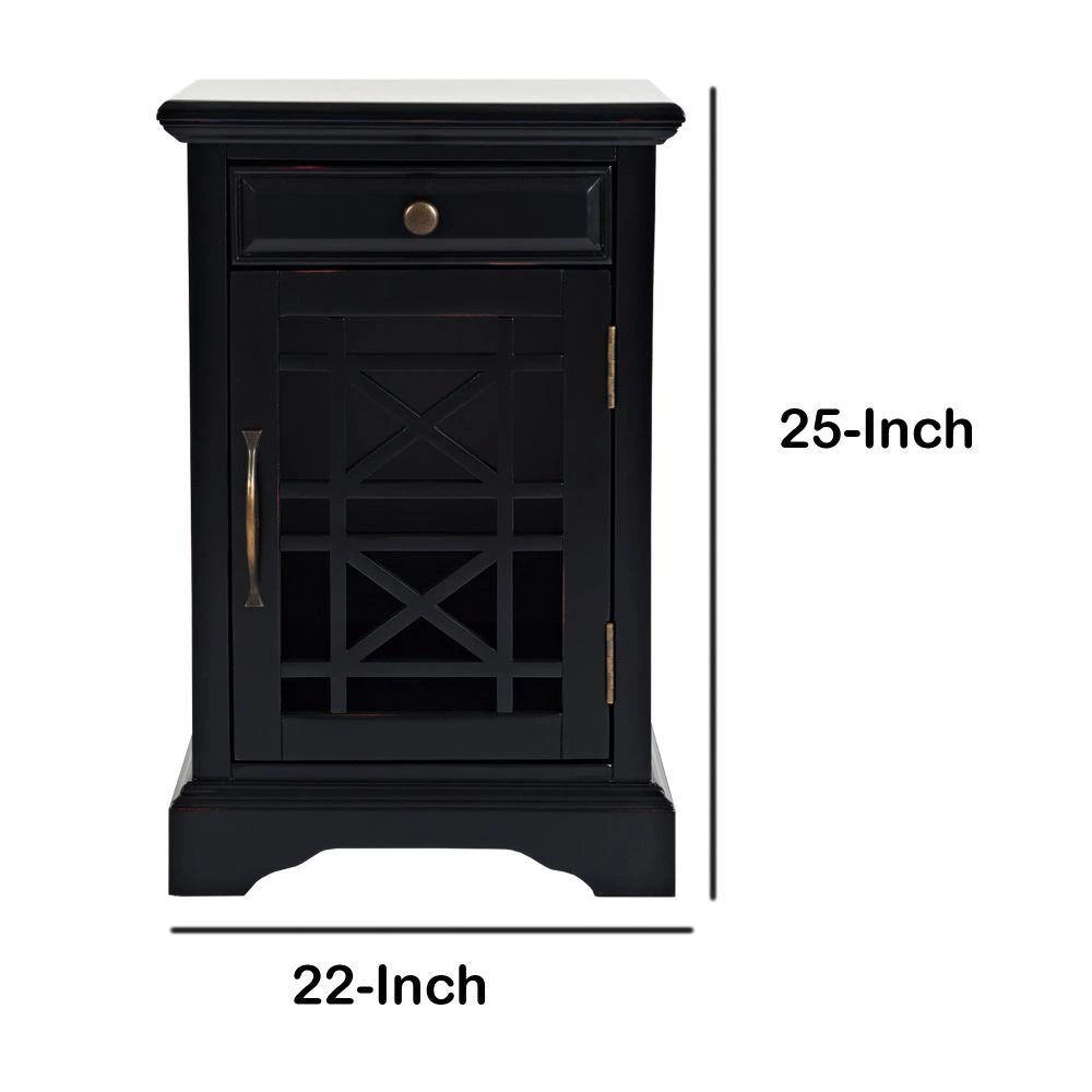 Antique Black Wooden Chair Side Table With Hidden Power Charger by Benjara 4 Antique Black Wooden Chair Side Table With Hidden Power Charger by Benjara - Image 4