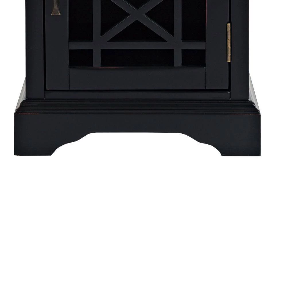 Antique Black Wooden Chair Side Table With Hidden Power Charger by Benjara 7 Antique Black Wooden Chair Side Table With Hidden Power Charger by Benjara - Image 7