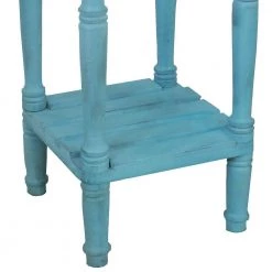 Antique Blue 29 in. Foldable Mango Wood Side Table with Slatted Bottom Shelf by Benjara -Cheap Benjara Store antique blue benjara end side tables bm07541 1d 1000
