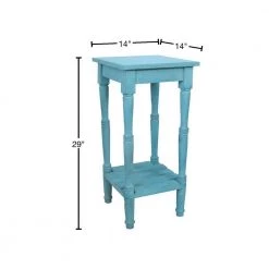 Antique Blue 29 in. Foldable Mango Wood Side Table with Slatted Bottom Shelf by Benjara -Cheap Benjara Store antique blue benjara end side tables bm07541 40 1000