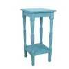 Antique Blue 29 in. Foldable Mango Wood Side Table with Slatted Bottom Shelf by Benjara