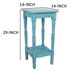 Antique Blue 29 in. Foldable Mango Wood Side Table with Slatted Bottom Shelf by Benjara -Cheap Benjara Store antique blue benjara end side tables bm07541 a0 1000