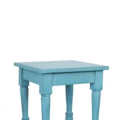 Antique Blue 29 in. Foldable Mango Wood Side Table with Slatted Bottom Shelf by Benjara -Cheap Benjara Store antique blue benjara end side tables bm07541 c3 1000