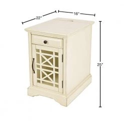 25 in. Antique Cream Wooden Chair side Table with Power Outlets by Benjara -Cheap Benjara Store antique cream benjara end side tables bm181496 40 1000