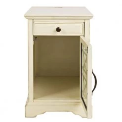 25 in. Antique Cream Wooden Chair side Table with Power Outlets by Benjara -Cheap Benjara Store antique cream benjara end side tables bm181496 44 1000