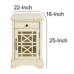 25 in. Antique Cream Wooden Chair side Table with Power Outlets by Benjara -Cheap Benjara Store antique cream benjara end side tables bm181496 fa 1000