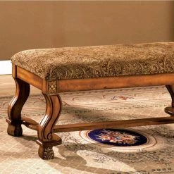 Vale Royal Traditional 18.25 in. L x 46.5 in. W x 18.5 in. H Antique Oak Bench by Benjara -Cheap Benjara Store antique oak benjara bedroom benches bm123637 4f 1000