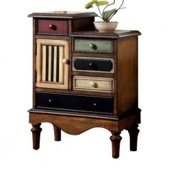 Vintage Style Walnut Brown Accent Wooden Chest with 5-Drawers 30.25 in. H x 22 in. W x 11.75 in. D by Benjara