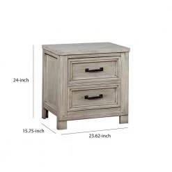 Transitional Antique White 2-Drawer Wooden Cabinet Nightstand with Molded Trim by Benjara -Cheap Benjara Store antique white benjara accent cabinets bm203220 44 1000