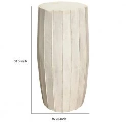 Sia 31.5 in. Antique White Backless Wood Stool with Elongated Drum Shape and Round Base by Benjara -Cheap Benjara Store antique white benjara bar stools bm274803 44 1000