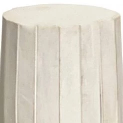 Sia 31.5 in. Antique White Backless Wood Stool with Elongated Drum Shape and Round Base by Benjara -Cheap Benjara Store antique white benjara bar stools bm274803 c3 1000