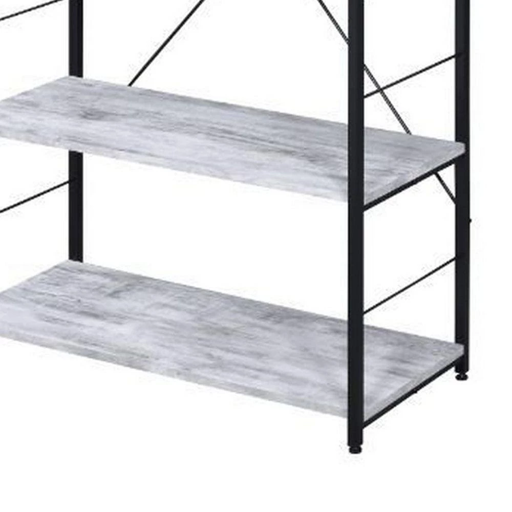 57 in. H Antique White Wooden 5-Shelf Ladder Style Bookcase with X-Shaped Backing by Benjara 4 57 in. H Antique White Wooden 5-Shelf Ladder Style Bookcase with X-Shaped Backing by Benjara - Image 4