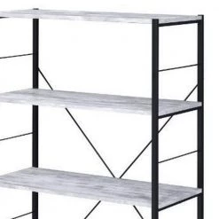 57 in. H Antique White Wooden 5-Shelf Ladder Style Bookcase with X-Shaped Backing by Benjara 8 57 in. H Antique White Wooden 5-Shelf Ladder Style Bookcase with X-Shaped Backing by Benjara -Cheap Benjara Store antique white benjara bookcases bookshelves bm237181 4f 1000