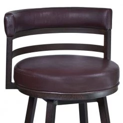 Eva 39 in. Auburn Brown Low Back Metal Frame Swivel Bar Stool with Vegan Leather Seat by Benjara -Cheap Benjara Store auburn brown benjara bar stools bm282063 4f 1000