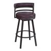 Eva 35 in. Auburn Brown Low Back Metal Frame Swivel Counter Stool with Vegan Leather Seat by Benjara