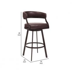 Ava 38 in. Auburn Brown Low Back Metal Frame Swivel Counter Stool with Faux Leather Seat by Benjara -Cheap Benjara Store auburn brown benjara bar stools bm282106 44 1000