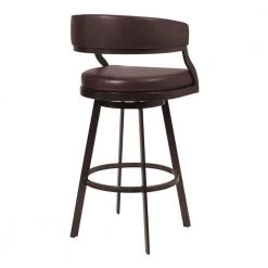 Ava 38 in. Auburn Brown Low Back Metal Frame Swivel Counter Stool with Faux Leather Seat by Benjara -Cheap Benjara Store auburn brown benjara bar stools bm282106 c3 1000