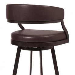 Ava 42 in. Auburn Brown Low Back Metal Frame Swivel Bar Stool Chair with Faux Leather Seat by Benjara -Cheap Benjara Store auburn brown benjara bar stools bm282117 1f 1000