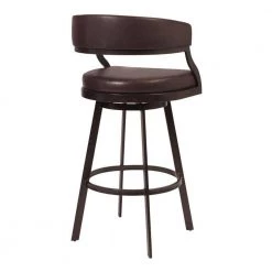 Ava 42 in. Auburn Brown Low Back Metal Frame Swivel Bar Stool Chair with Faux Leather Seat by Benjara -Cheap Benjara Store auburn brown benjara bar stools bm282117 c3 1000
