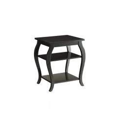 Black End Table with Wooden Cabriole Leg by Benjara
