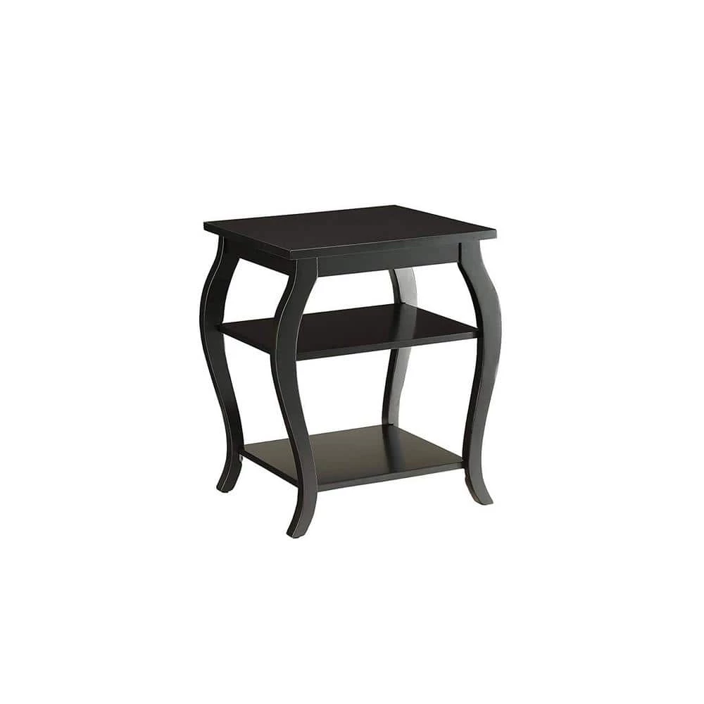 Black End Table with Wooden Cabriole Leg by Benjara 1 Black End Table with Wooden Cabriole Leg by Benjara