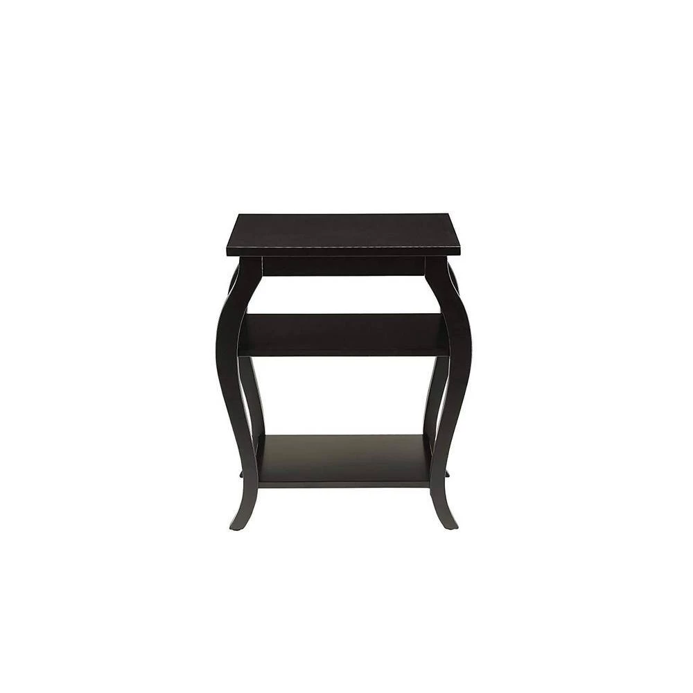 Black End Table with Wooden Cabriole Leg by Benjara 2 Black End Table with Wooden Cabriole Leg by Benjara - Image 2