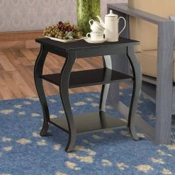 Black End Table with Wooden Cabriole Leg by Benjara 12 Black End Table with Wooden Cabriole Leg by Benjara -Cheap Benjara Store balck benjara end side tables bm154581 fa 1000
