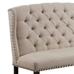 Beige and Black Fabric Upholstered Wing back Bench with Sturdy Wooden Legs 42" H x 48" W x 25" D by Benjara 10 Beige and Black Fabric Upholstered Wing back Bench with Sturdy Wooden Legs 42" H x 48" W x 25" D by Benjara -Cheap Benjara Store beige and black benjara bedroom benches bm131234 4f 1000