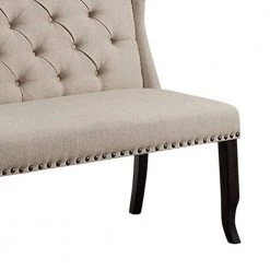 Beige and Black Fabric Upholstered Wing back Bench with Sturdy Wooden Legs 42" H x 48" W x 25" D by Benjara 9 Beige and Black Fabric Upholstered Wing back Bench with Sturdy Wooden Legs 42" H x 48" W x 25" D by Benjara -Cheap Benjara Store beige and black benjara bedroom benches bm131234 c3 1000