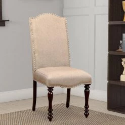 Hurdsfield Beige and Cherry Cottage Side Chair (Set of 2) by Benjara -Cheap Benjara Store beige and brown benjara accent chairs bm131184 fa 1000