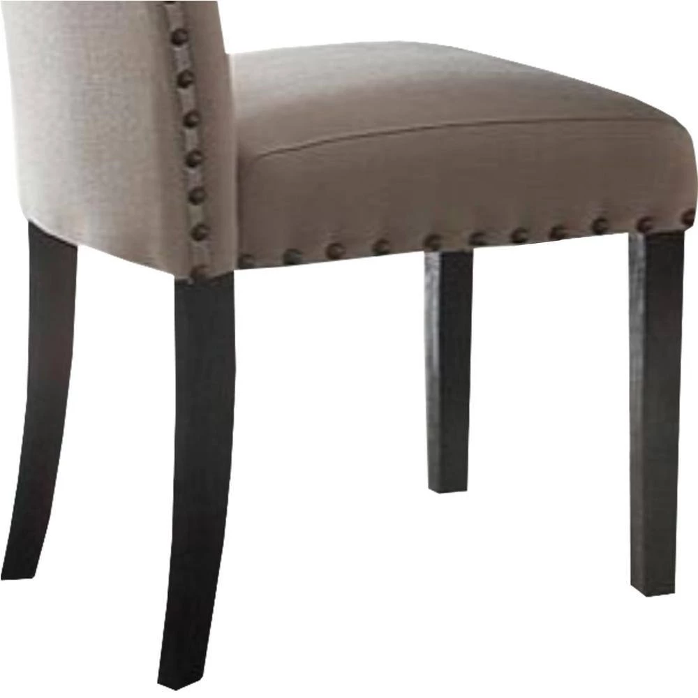 Nailhead Trim Beige and Brown Fabric Upholstered Wooden Side Chair (Set of 2) by Benjara 6 Nailhead Trim Beige and Brown Fabric Upholstered Wooden Side Chair (Set of 2) by Benjara - Image 6