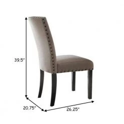 Nailhead Trim Beige and Brown Fabric Upholstered Wooden Side Chair (Set of 2) by Benjara 14 Nailhead Trim Beige and Brown Fabric Upholstered Wooden Side Chair (Set of 2) by Benjara -Cheap Benjara Store beige and brown benjara accent chairs bm186221 fa 1000