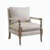 Beige and Brown with Manchette Armrest Fabric Upholstered Wooden Accent Chair by Benjara