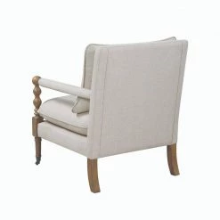Beige and Brown with Manchette Armrest Fabric Upholstered Wooden Accent Chair by Benjara -Cheap Benjara Store beige and brown benjara accent chairs bm196738 66 1000