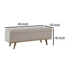 Beige and Brown Fabric Upholstered Wooden Storage Bench with Tufting Details 16 in. L x 46 in. W x 18 in. H by Benjara 13 Beige and Brown Fabric Upholstered Wooden Storage Bench with Tufting Details 16 in. L x 46 in. W x 18 in. H by Benjara -Cheap Benjara Store beige and brown benjara bedroom benches bm195729 44 1000