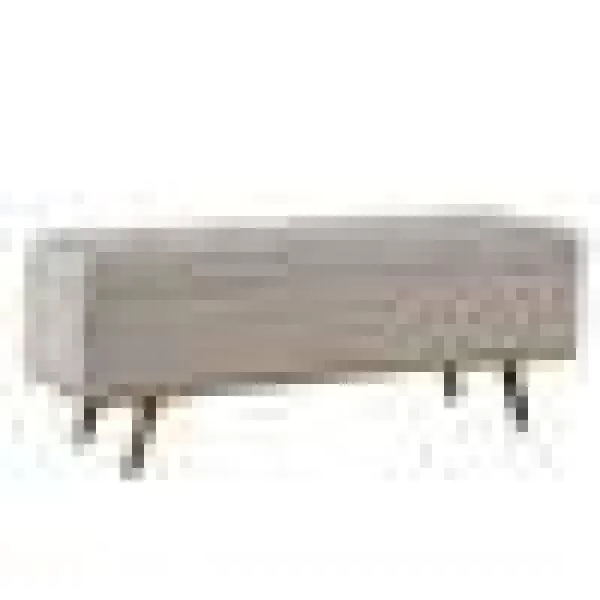 Beige and Brown Fabric Upholstered Wooden Storage Bench with Tufting Details 16 in. L x 46 in. W x 18 in. H by Benjara 2 Beige and Brown Fabric Upholstered Wooden Storage Bench with Tufting Details 16 in. L x 46 in. W x 18 in. H by Benjara - Image 2