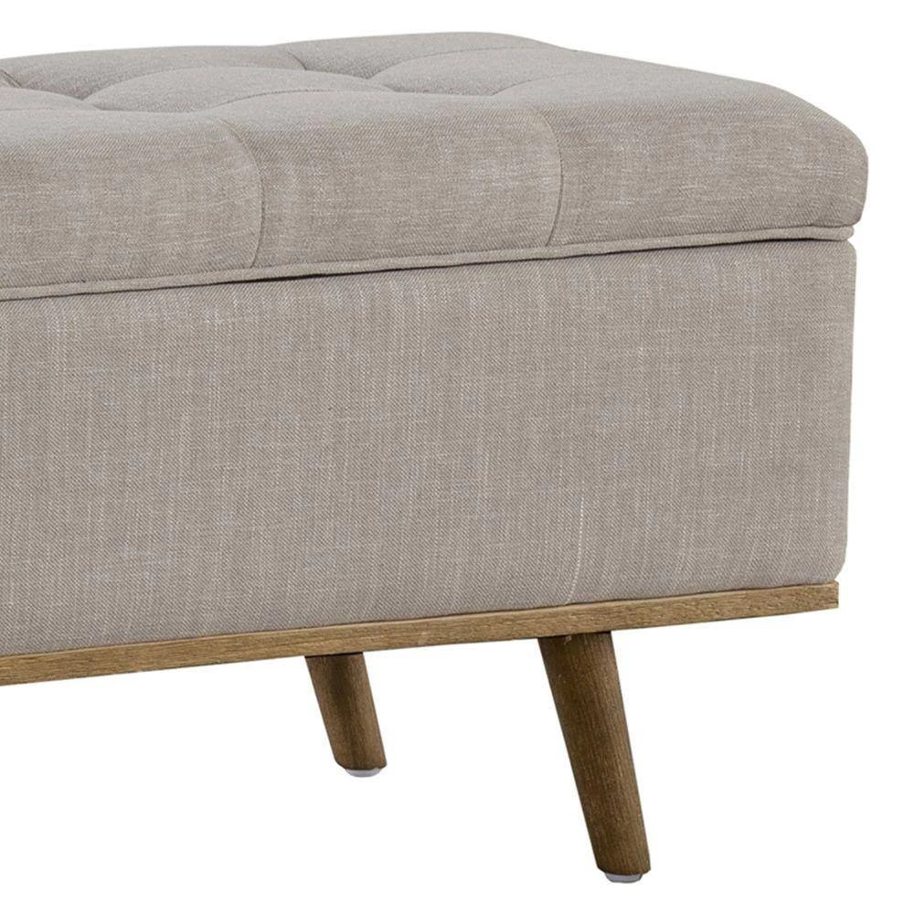 Beige and Brown Fabric Upholstered Wooden Storage Bench with Tufting Details 16 in. L x 46 in. W x 18 in. H by Benjara 7 Beige and Brown Fabric Upholstered Wooden Storage Bench with Tufting Details 16 in. L x 46 in. W x 18 in. H by Benjara - Image 7