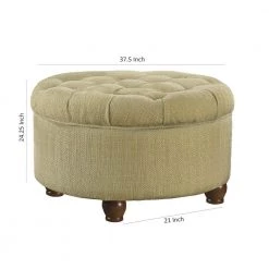 Beige and Brown Fabric Upholstered Wooden Ottoman with Tufted Lift Off Lid Storage by Benjara -Cheap Benjara Store beige and brown benjara ottomans bm194137 c3 1000
