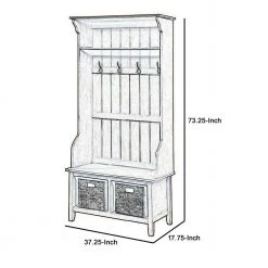 Beige Wooden Frame Hall Tree with 4-Hooks and 2-Open Compartments 37.25 in. L x 73.25 in. W x 17.75 in. H by Benjara 10 Beige Wooden Frame Hall Tree with 4-Hooks and 2-Open Compartments 37.25 in. L x 73.25 in. W x 17.75 in. H by Benjara -Cheap Benjara Store beige benjara hall trees bm183348 44 1000
