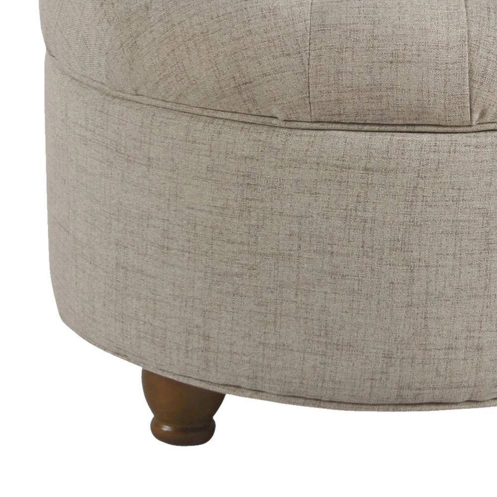 15 in. H x 25 in. W x 25 in. D Beige Fabric Upholstered Wooden Ottoman with Tufted Lift Off Lid Storage by Benjara 2 15 in. H x 25 in. W x 25 in. D Beige Fabric Upholstered Wooden Ottoman with Tufted Lift Off Lid Storage by Benjara - Image 2