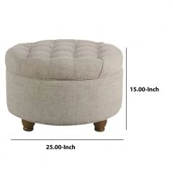 15 in. H x 25 in. W x 25 in. D Beige Fabric Upholstered Wooden Ottoman with Tufted Lift Off Lid Storage by Benjara 12 15 in. H x 25 in. W x 25 in. D Beige Fabric Upholstered Wooden Ottoman with Tufted Lift Off Lid Storage by Benjara -Cheap Benjara Store beige benjara ottomans bm194141 fa 1000