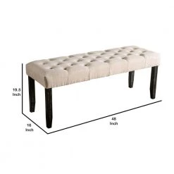 Antique Black and Beige Button Tufted Wooden Bench ( 19.5 in. H x 6.25 in. W x 48 in. L ) by Benjara -Cheap Benjara Store black and beige benjara bedroom benches bm230634 44 1000