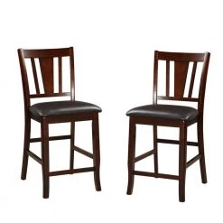 41 in. H Dark Brown and Black Wooden High Chair (Set of 2) by Benjara