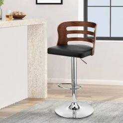 44 in. Black and Brown Low Back Metal and Wood Adjustable Barstool with Curved Open Wooden Back by Benjara 15 44 in. Black and Brown Low Back Metal and Wood Adjustable Barstool with Curved Open Wooden Back by Benjara -Cheap Benjara Store black and brown benjara bar stools bm270020 31 1000