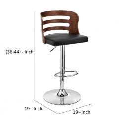 44 in. Black and Brown Low Back Metal and Wood Adjustable Barstool with Curved Open Wooden Back by Benjara 14 44 in. Black and Brown Low Back Metal and Wood Adjustable Barstool with Curved Open Wooden Back by Benjara -Cheap Benjara Store black and brown benjara bar stools bm270020 44 1000
