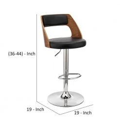44 in. Black and Brown Metal Framed Adjustable Barstool with Open Design Wooden Back by Benjara 12 44 in. Black and Brown Metal Framed Adjustable Barstool with Open Design Wooden Back by Benjara -Cheap Benjara Store black and brown benjara bar stools bm270024 44 1000
