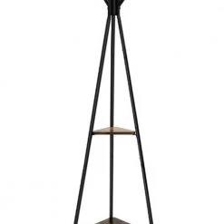 Black and Brown Iron Framed Coat Rack Stand with 6-Hooks and 2-Wooden Shelf by Benjara -Cheap Benjara Store black and brown benjara coat racks bm195833 1f 1000