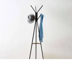 Black and Brown Iron Framed Coat Rack Stand with 6-Hooks and 2-Wooden Shelf by Benjara -Cheap Benjara Store black and brown benjara coat racks bm195833 31 1000